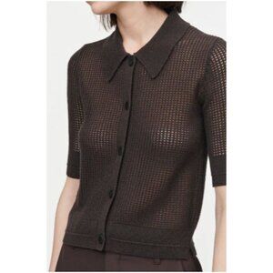 Maria McManus Mesh Short Sleeve Cashmere Polo Top Size Large